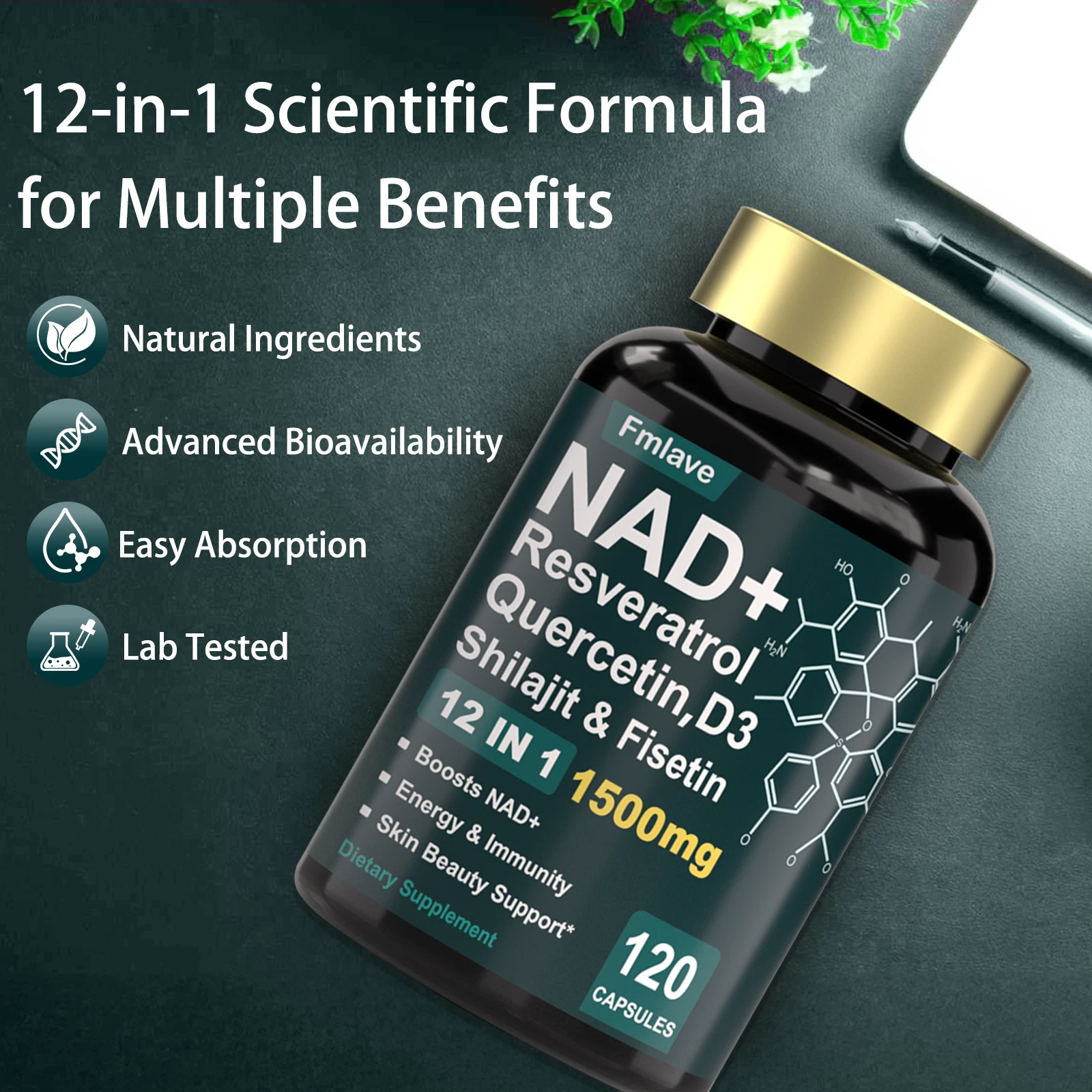 Liposomal NAD+ Ultimate 1000mg | 10-Active Phospholipid Formula for NAD+, Sirtuins & Mitochondria