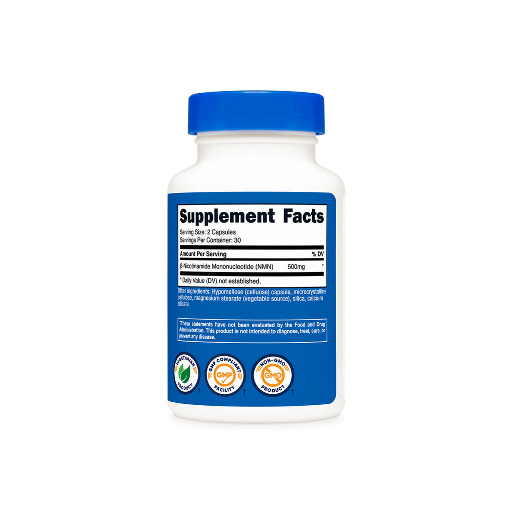 Pure NMN 500mg — supplement bottle and label