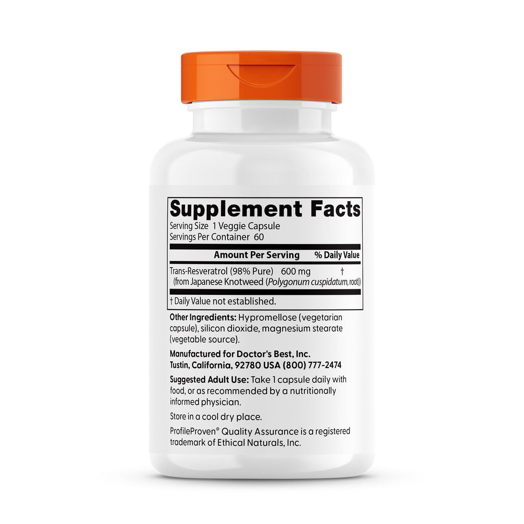 Resveratrol 600mg — supplement bottle and label