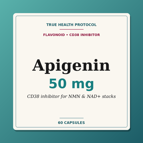 Apigenin 50mg — CD38 inhibitor flavonoid for NMN and NAD+ stacks (60 capsules) | True Health Protocol