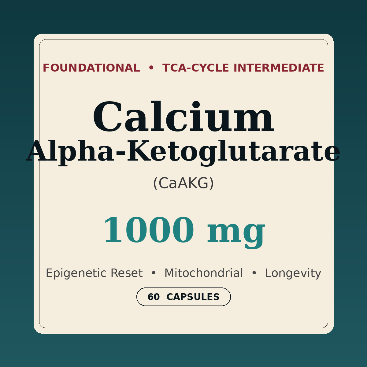 Calcium Alpha-Ketoglutarate 1000mg (CaAKG) — True Health Protocol foundational longevity supplement, 60 capsules