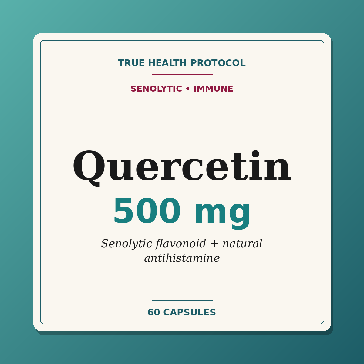 Quercetin 500mg — senolytic flavonoid and natural antihistamine (60 capsules) | True Health Protocol