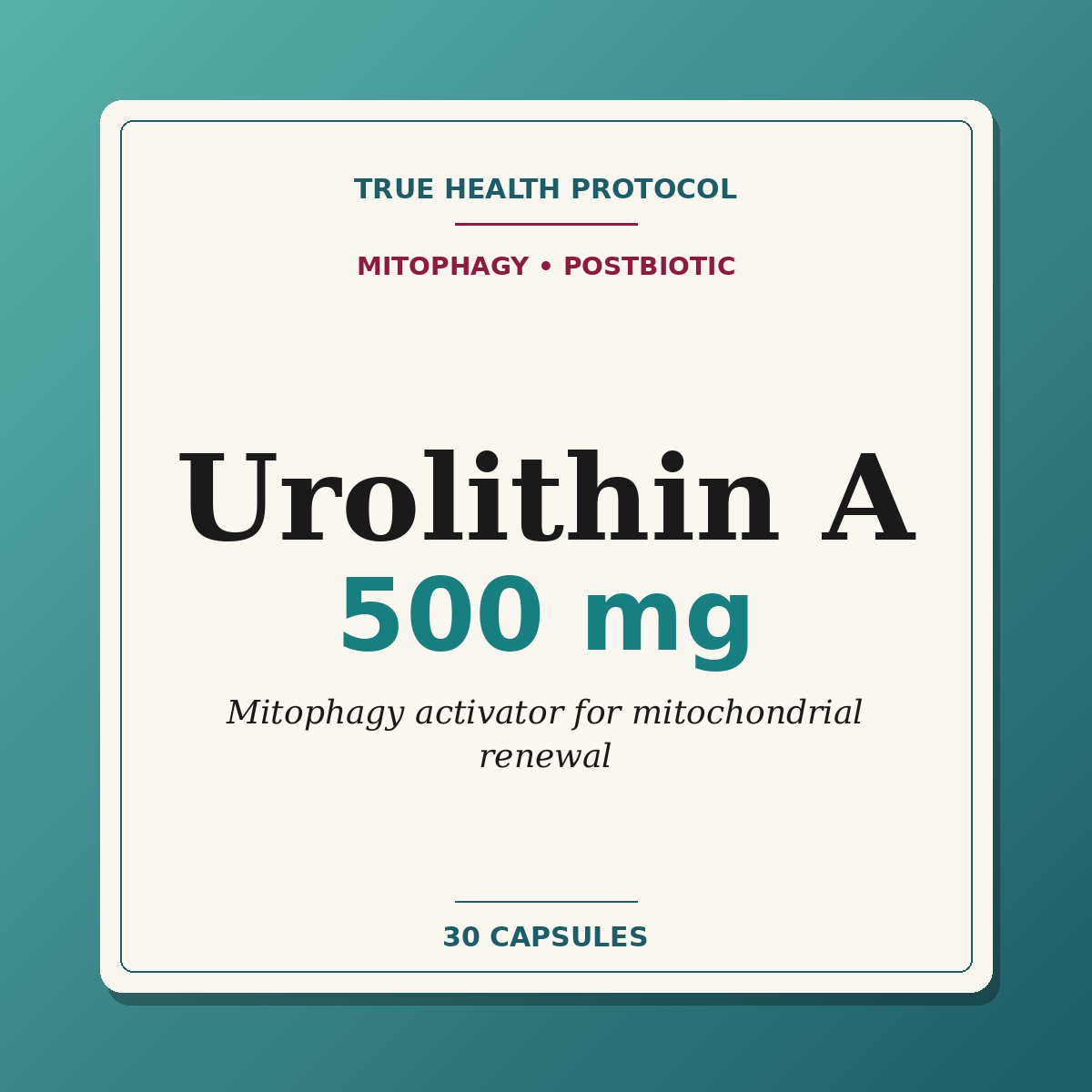 Urolithin A 500mg — mitophagy activator for mitochondrial renewal, endurance and longevity (30 capsules) | True Health Protocol